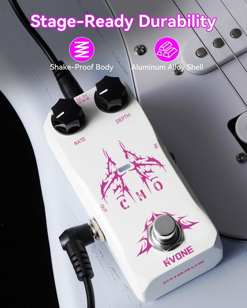 RVONE Chorus Guitar Pedal, Analog Guitar Pedal with BBD Circuitry, Guitar Effects Pedal True Bypass & Aluminum Case, Electric Guitar - Image 2